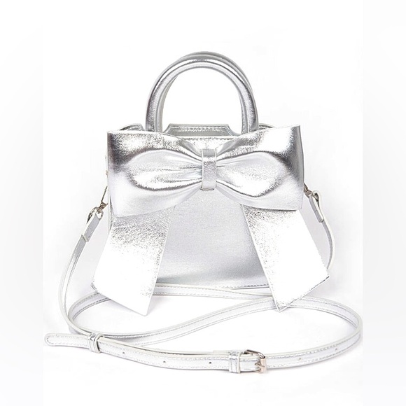 Metallic Pink Bow Top Handle Bag - Picture 2 of 7